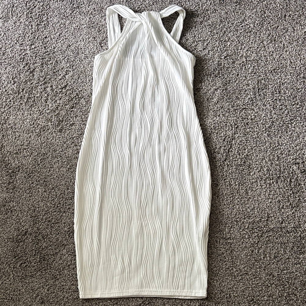 SHEIN White Backless Textured Dress